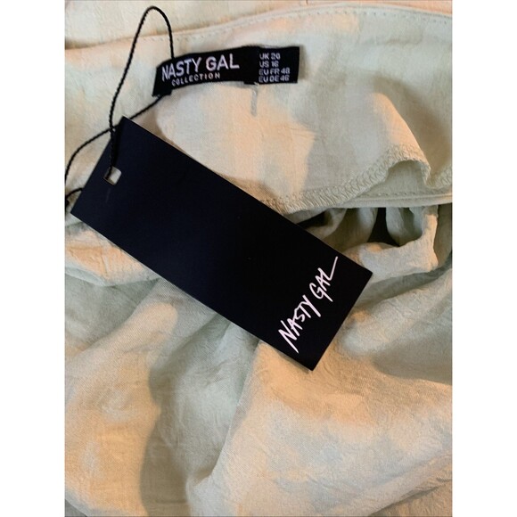 Nasty Gal Plus Size 16 Midi Dress V-neck Button Down Puff Sleeve Sage Green NWT - Picture 13 of 15